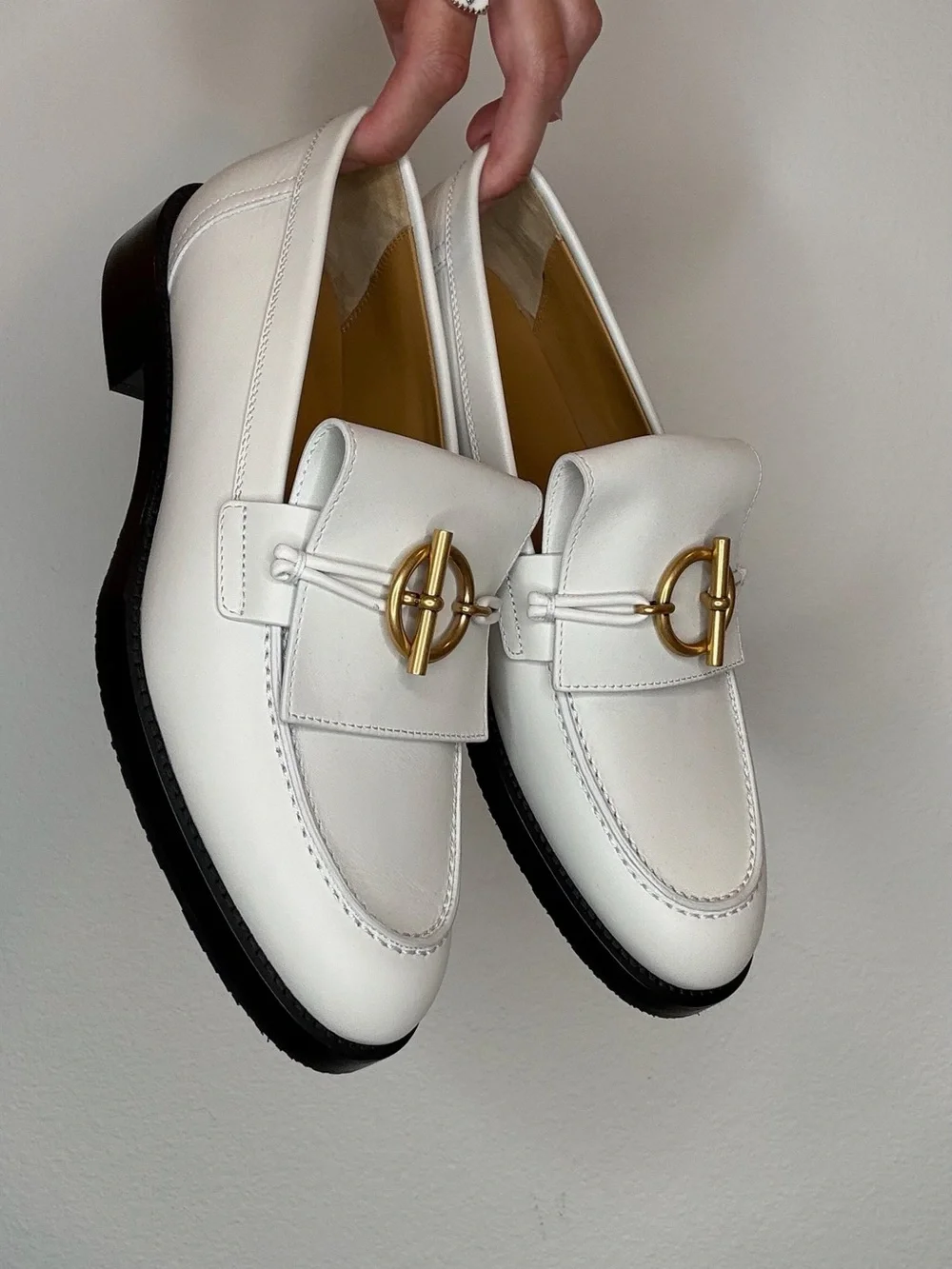 Hermes Impact Loafers in Bone with Gold Hardware